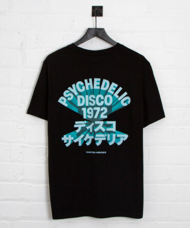 3D 1972 Psychedelic Disco Front Print - Tshirt - Black